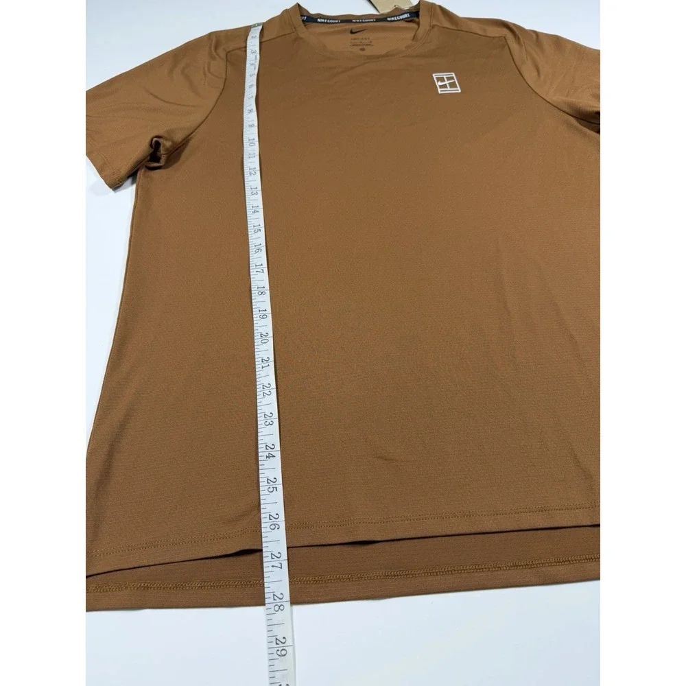 Nike Court Dri-Fit Advantage Tennis Shirt Size L FZ6910-281 Brown Heritage